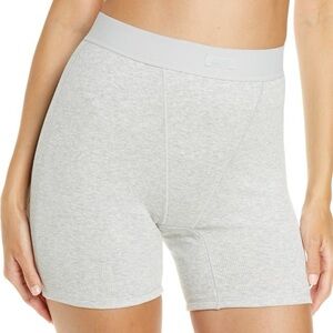 Skims Stretch Cotton Rib Boxers Size Small - Light Heather Grey